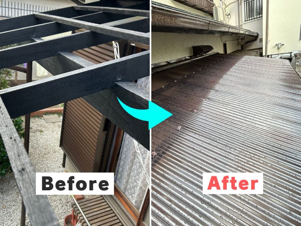 ベランダ波板屋根の張替え事例(神戸市灘区)