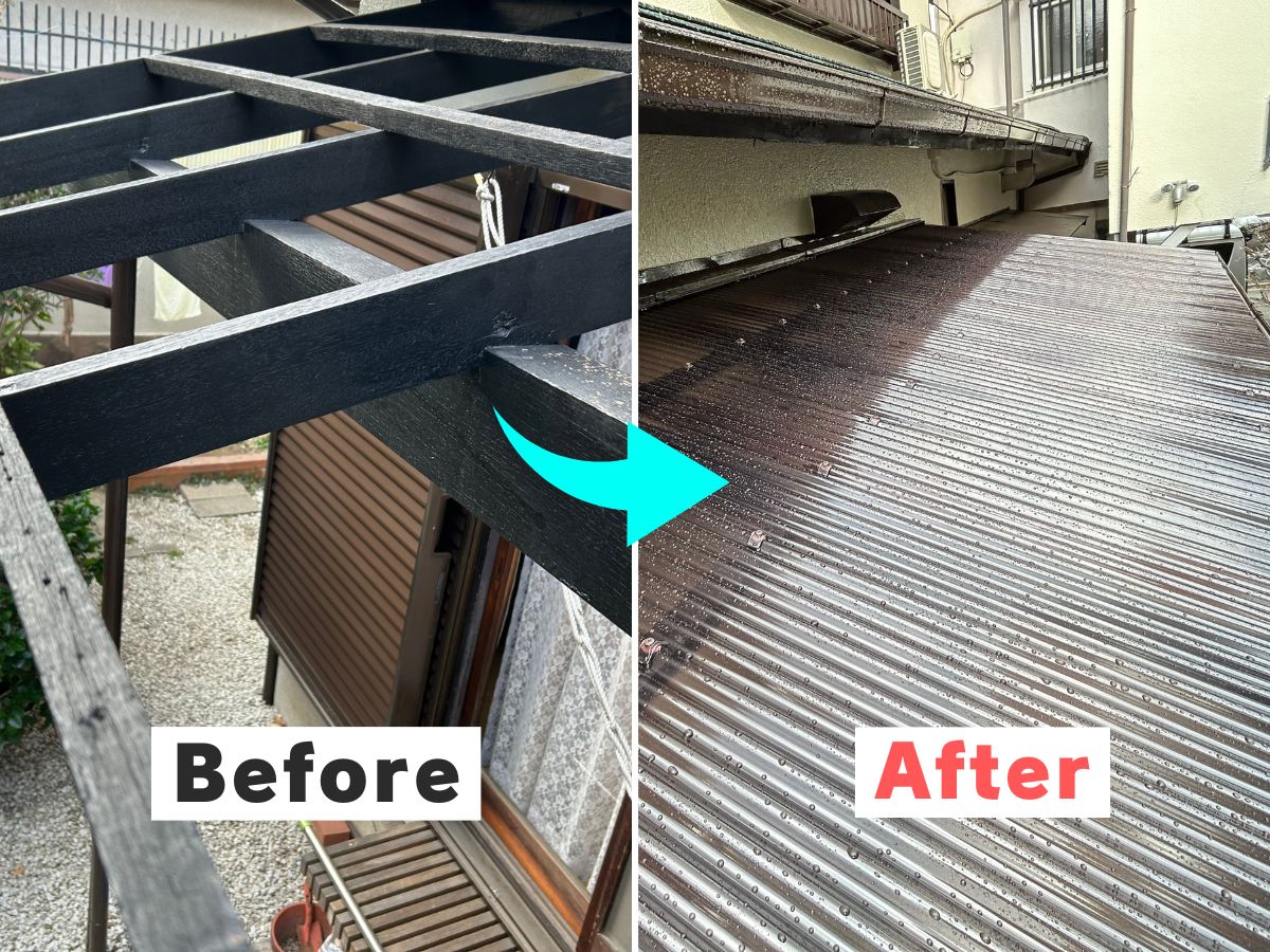 ベランダ波板屋根の張替え事例(神戸市灘区)