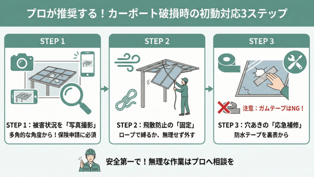 カーポートが破損した際、プロがおすすめする初期対応